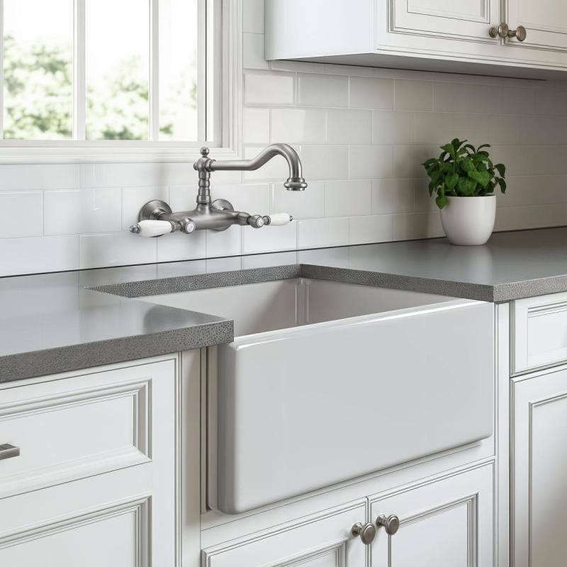 Grifo PB classic Grifo de pared de superficie Palancas blancas acero inoxidable 1208854192