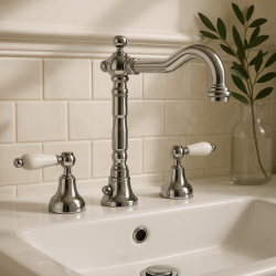 Grifo PB classic de lavabo de 3 orificios Palancas blancas Cromado 1208854262