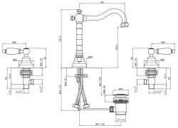 Grifo PB classic de lavabo de 3 orificios Palancas blancas Cromado 1208854262