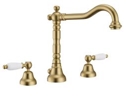 Grifo PB classic de lavabo de 3 orificios Palancas blancas Color bronce 1208854272
