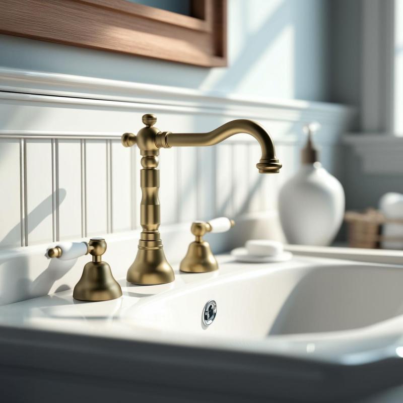 Grifo PB classic de lavabo de 3 orificios Palancas blancas Color bronce 1208854272