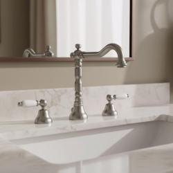 Grifo PB classic de lavabo de 3 orificios Palancas blancas en acero inoxidable 1208854282