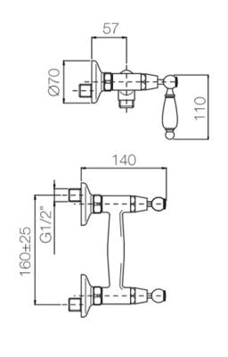 PB classic tap wall-mounted shower faucet with white levers stainless steel 1208854522