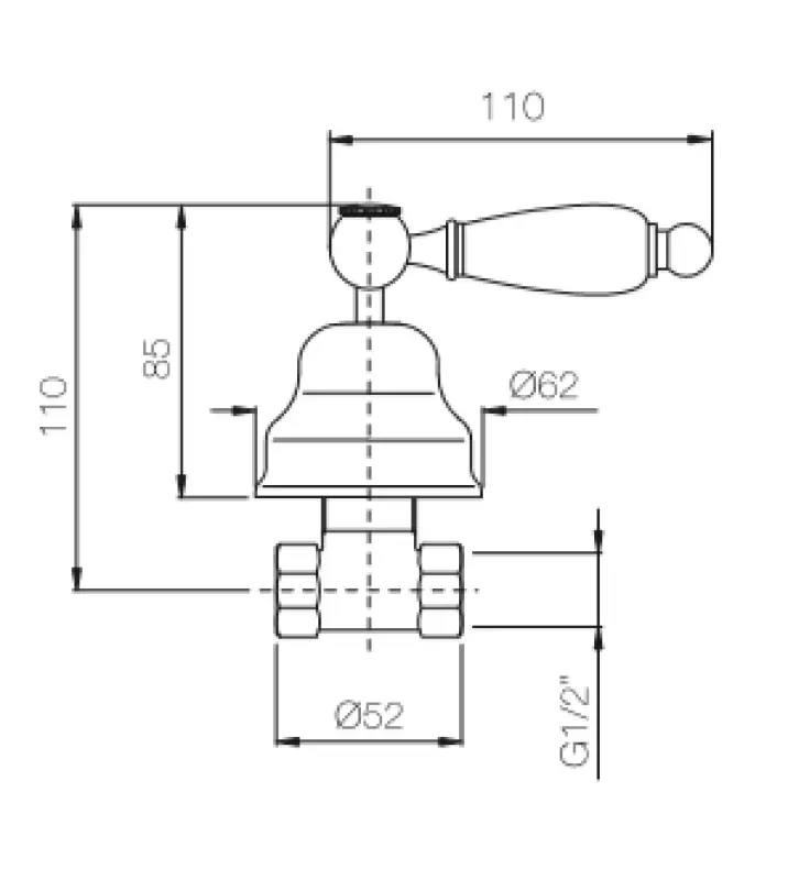 Grifo PB classic llave de paso empotrada con palanca blanca acero inoxidable 1208854672