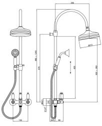 Conjunto de ducha PB Classic de montaje en superficie con efecto lluvia Columna de ducha telescópica Cromado 1208854872