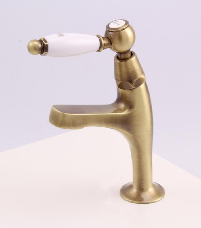 Grifo de lavabo PB Classic con palanca blanca agua fría modelo pequeño de color bronce 1208854902