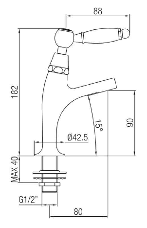 Grifo de lavabo PB Classic con palanca blanca agua fría modelo pequeño de color bronce 1208854902