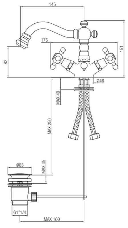 Grifo PB Classic para bidé caño 145 mm acero inoxidable 1208855032