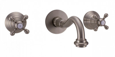 PB classic built-in wall tap with star handles, 16 cm spout, stainless steel 1208855062