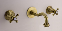 Grifo de pared empotrado clásico PB con manijas en forma de estrella, salida de 20 cm, Bronce 1208855082