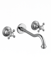 Grifo de pared empotrado clásico PB con manijas de estrella, 25 cm de salida, Cromo 1208855112