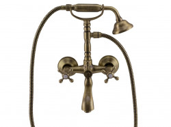 Juego de grifería PB Classic para bañera con pomos fuertes color bronce, incluye teleducha 1208855162