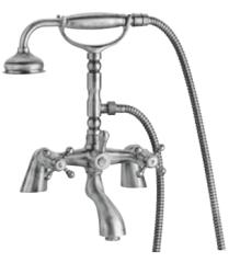 Grifo mezclador de bañera PB Classic con pomos fuertes y ducha de mano en color bronce 1208855222