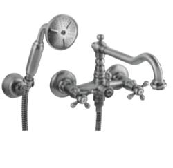 Juego de grifería PB Classic para bañera con pomos fuertes y teleducha en color bronce 1208855252