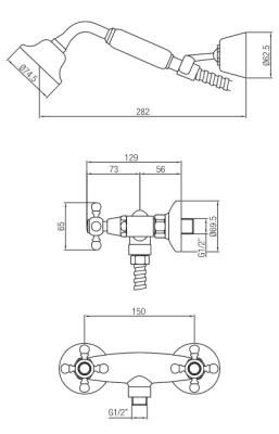 PB classic faucet shower set with star handles including hand shower Bronze 1208855282