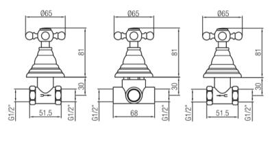 PB classic 2-way built-in shower set with diverter with star handles stainless steel 1208855382