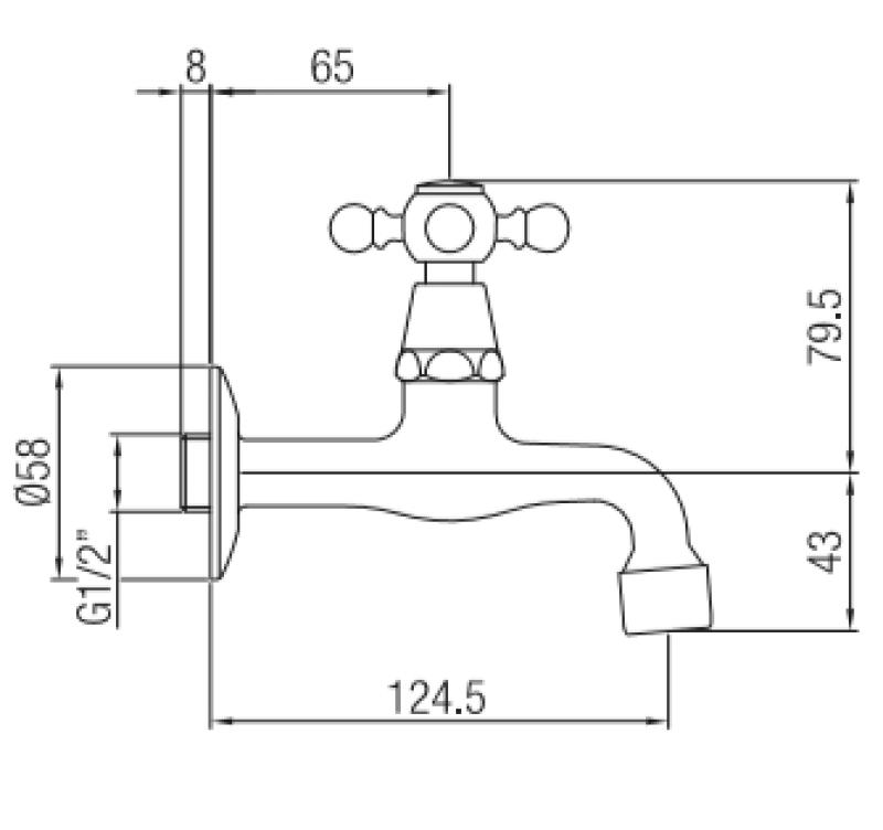 Grifo PB Classic mural con pomo de estrella agua fría cromado 1208855592