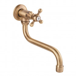 Grifo de lavabo PB Classic mural con pomo de estrella agua fría y caño largo color bronce 1208855632