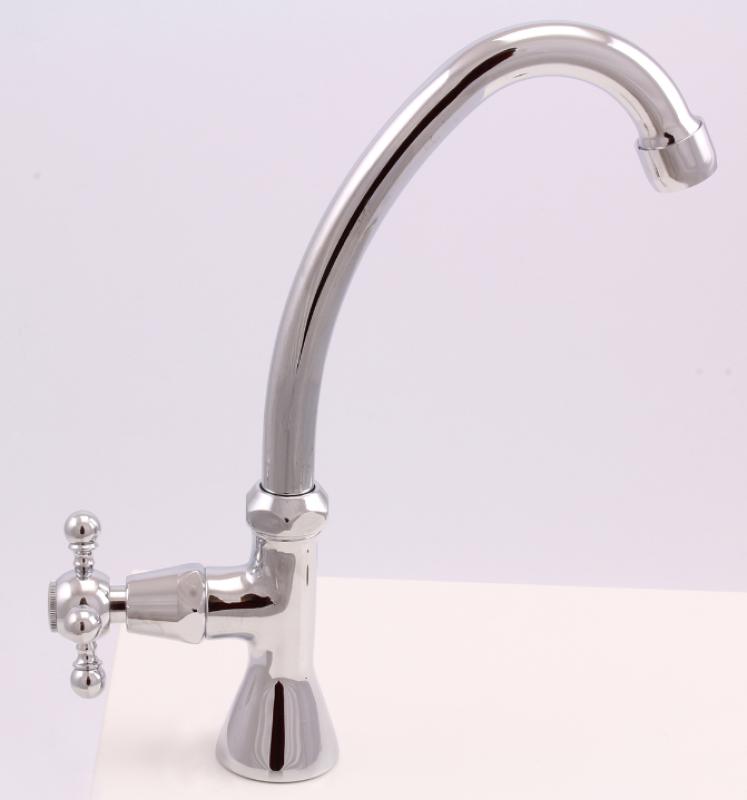 Grifo de lavabo PB Classic con pomo de estrella agua fría con caño alto cromado 1208855652