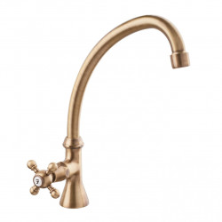 Grifo de lavabo PB Classic con pomo de estrella agua fría con caño alto color bronce 1208855662