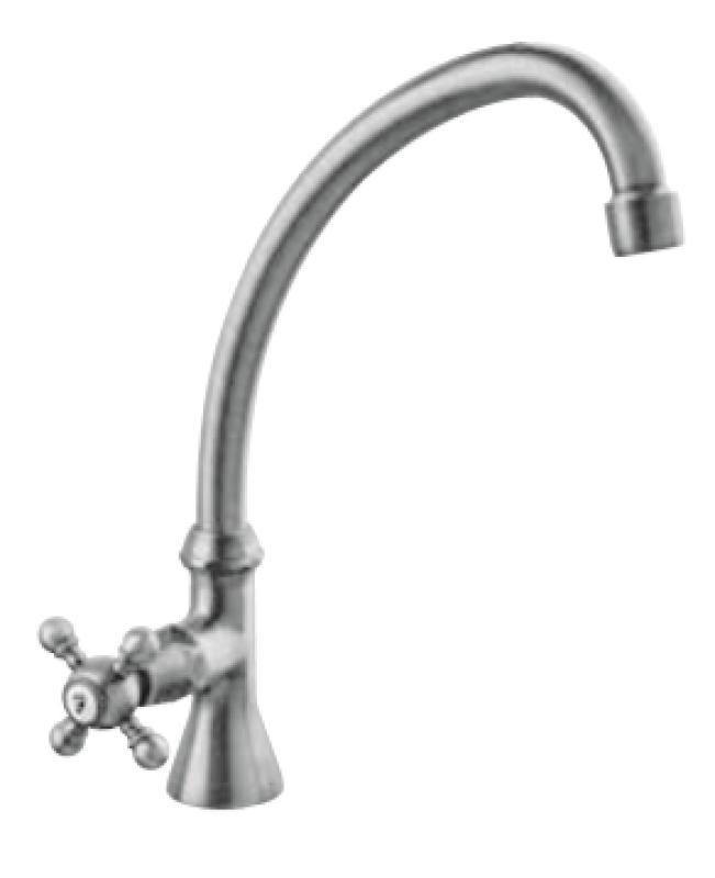 Grifo de lavabo PB Classic con pomo de estrella agua fría con caño alto color bronce 1208855662