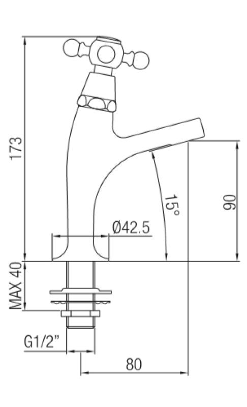 Grifo de lavabo PB Classic con pomo de estrella agua fría modelo pequeño color bronce 1208855692