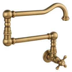 Grifo de lavabo PB Classic mural empotrado con pomo de estrella agua fría y caño largo giratorio color bronce 1208855722