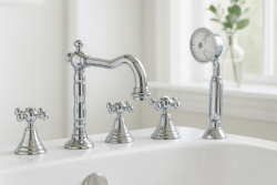 PB Grifo clásico de 5 orificios para borde de bañera con mandos de estrella Cromo 1208855772