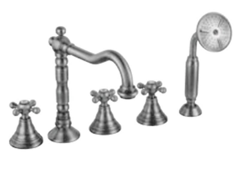 PB Grifo clásico de 5 orificios para borde de bañera con mandos de estrella Cromo 1208855772