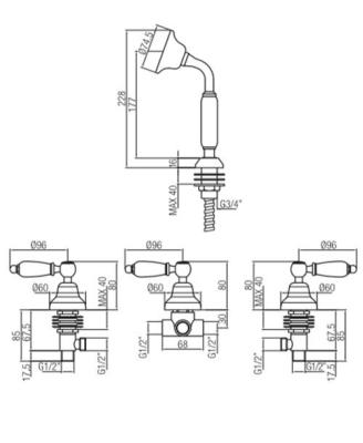 PB Classic 4-hole bath valve set with white lever bath filler combination Bronze 1208855812
