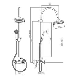 Conjunto de ducha PB Classic de montaje en superficie manetas de estrella con columna de ducha telescópica con efecto lluvia acero inoxidable 1208855912