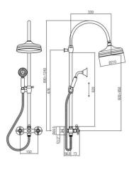 Conjunto de ducha PB Classic de montaje en superficie manetas de estrella con columna de ducha telescópica efecto lluvia Cromado 1208855922