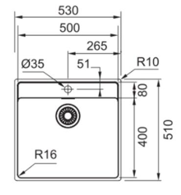 Franke Maris MRX 210.50 kitchen sink with tap hole bench flush-mounted 53x51cm 1270527794