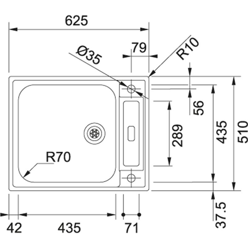 Franke Argos AGX 210 fregadero de acero inoxidable para instalación plana 625x510 reversible 127.0380.400