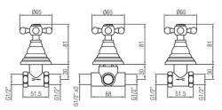 Kit PB Classic de ducha empotrado de 3 vías con desviador y manetas acero inoxidable 1208889772