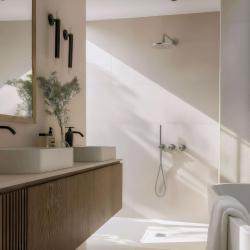 Conjunto de ducha Waterevolution Flow empotrado con termostato, ducha efecto lluvia y teleducha, acero inoxidable 1208889792