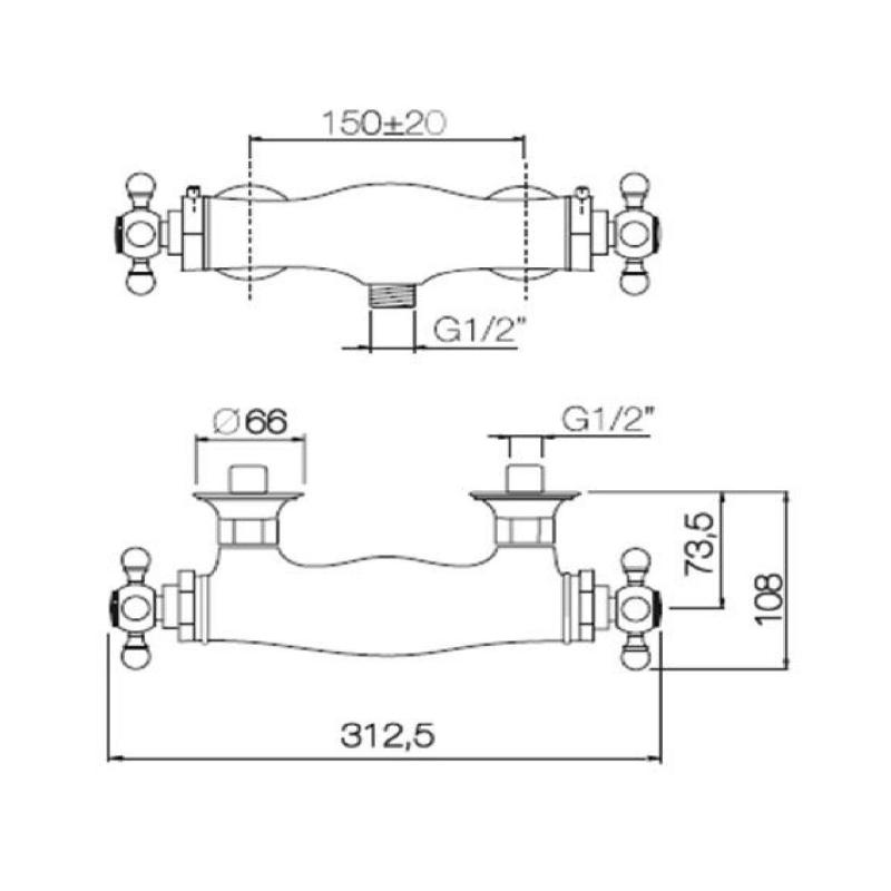 Termostato PB Classic de ducha cromado 1208898972