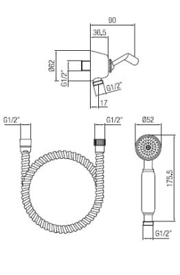 PB Classic hand shower set with hanging hook bronze 1208899042