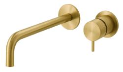 Grifo de lavabo empotrado Waterrevolution Flow en latón cepillado con caño de 21 cm T116BLE-21