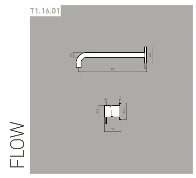 Grifo de lavabo empotrado Waterrevolution Flow en latón cepillado con caño de 21 cm T116BLE-21