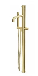 Grifo monomando Waterevolution Flow de pie para bañera con teleducha en latón pulido T133BB