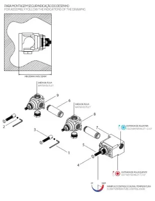 Waterevolution Flow Built-in Shower Thermostat with 3 shut-off valves brushed brass 1208916462