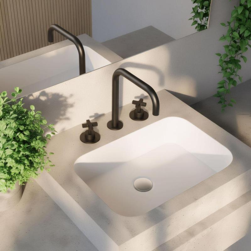 Grifo de lavabo Waterevolution Cruz de 3 orificios negro mate 1208916602