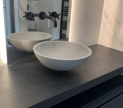 Solid-S Pure Lavabo de encastrar, cuenco redondo, acabado mate gris claro, 41 cm de ancho x 14 cm de alto, sin rebosadero, 1208919566