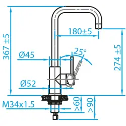 Grifo monomando de cocina  Caressi de acero inoxidable  Basic Line CABL001I 1208920576