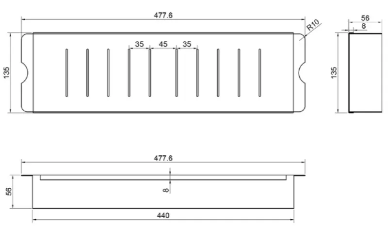 Bandeja para residuos Caressi CACSD46 negra 44cm acero inoxidable 1208920600