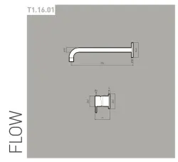 Grifo Waterevolution Flow monomando empotrado de lavabo   acero inoxidable T116BIEV2 con caño 25cm