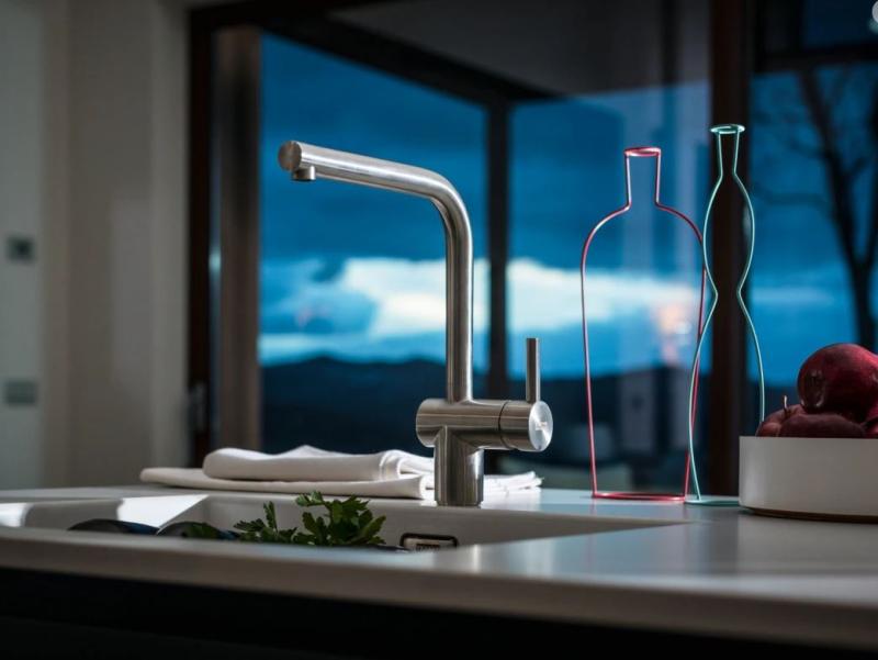 Grifo de cocina Franke Atlas Neo de acero inoxidable macizo  caño giratorio 115.0521.435