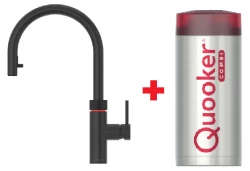 Grifo hervidor de agua Quooker Flex Negro COMBI+ Agua caliente, fría y hirviendo 22+XBLK