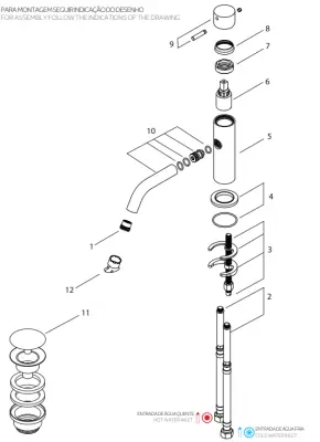 Grifo bajo para lavabo Waterevolution Flow con tapón de clic, latón cepillado T110LE